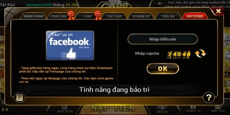 Cách nạp giftcode go88 cho người chơi mới